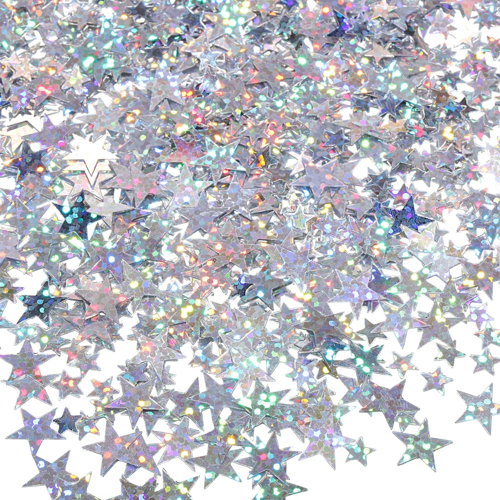 60g Silver Glitter Star Confetti 10mm 6mm Metallic Foil Table Wedding Decor
