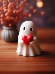 Middle Finger Cute Ghost Statue Scary Ghost Figurines Halloween Decorations JQ
