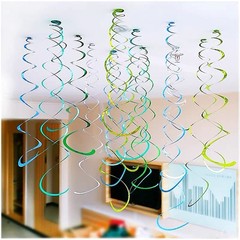 24 Pack Orange Black Hanging Swirl Decorations Plastic Streamers Foil Swirls