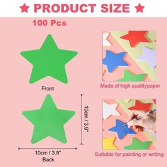 100PCS Green Star Cutouts 3.9 Inch Paper Cards, Bulletin Board Decor Project