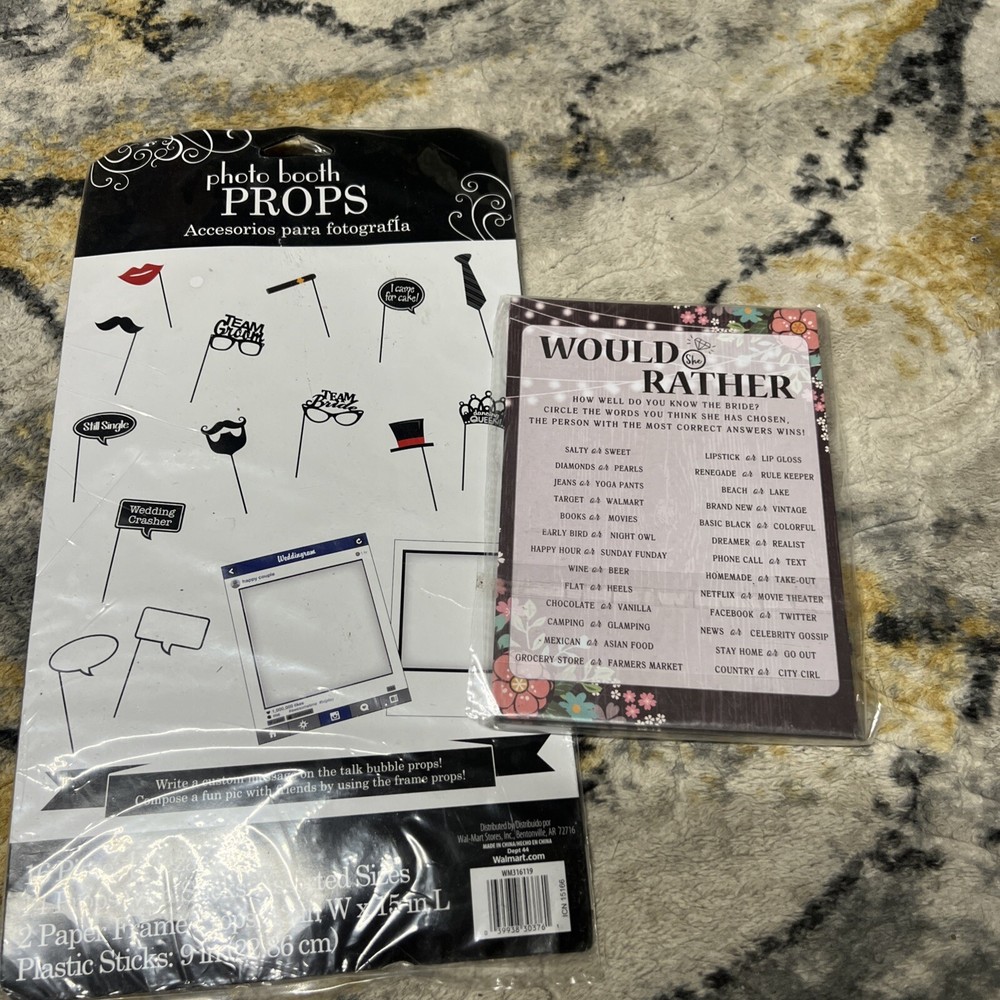 New in the package wedding game would you rather and photo props