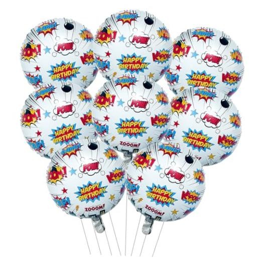 Superhero Birthday Decorations, 8Pcs Superhero Foil Balloons 18 Inches Hero