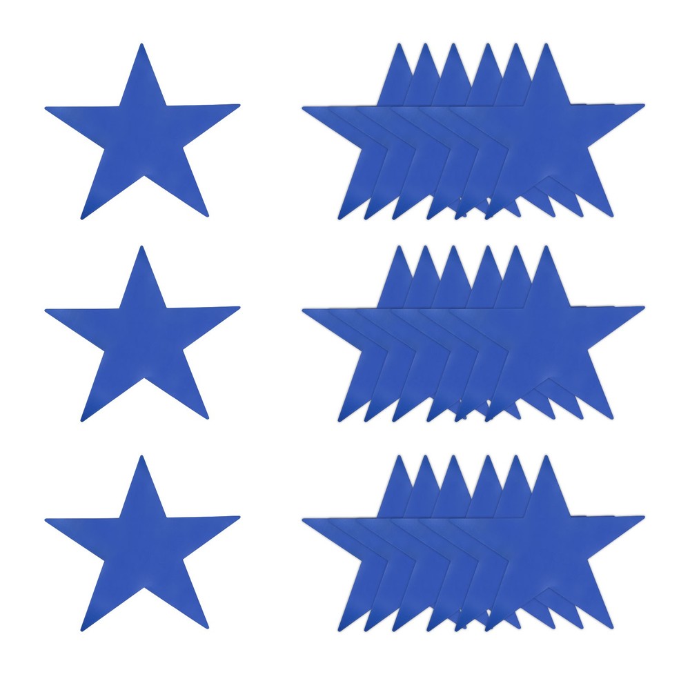 24 Pcs Blue Stars Cutouts, 6 Inch Double Printed Paper Stars Cutout