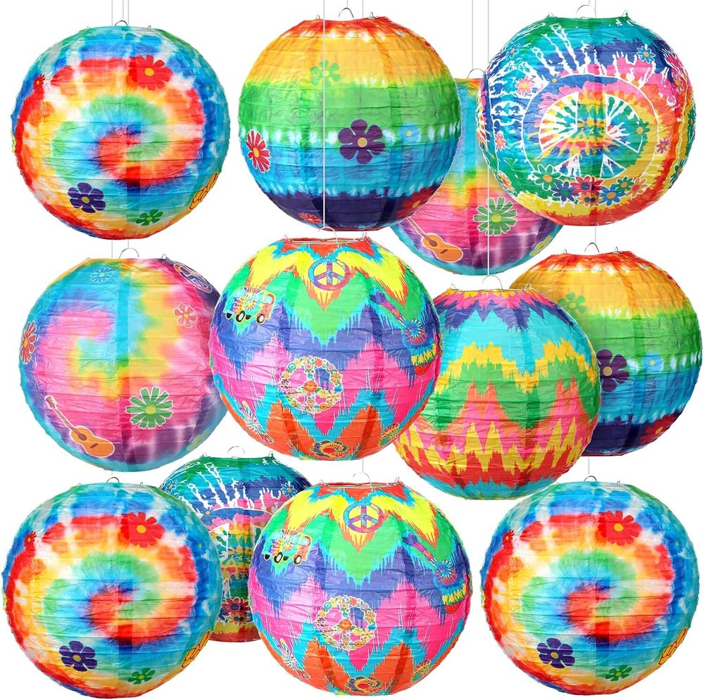 Panelee 12 Pcs 60s 70s Hippie Groovy Party Hanging Paper as the picture shows