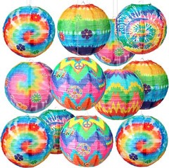Panelee 12 Pcs 60s 70s Hippie Groovy Party Hanging Paper as the picture shows