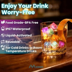 12~120pc Multi Color Flashing LED Light Up Ice Cubes Waterproof Liquid Activated