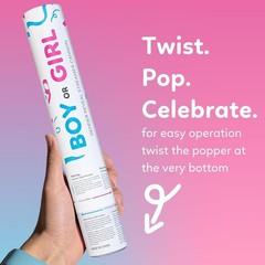 Gender Reveal Streamer Cannon | 6 Pack | 3 Blue and 3 Pink | Multicolor Strea…