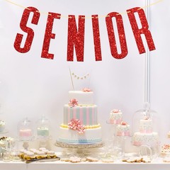 Red Glitter Senior Banner/Congrats Grad/High 3 inches by 0.1 inches,