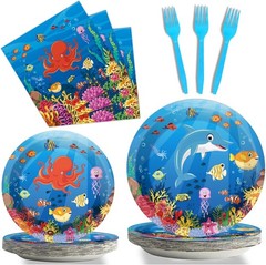 Vibrant Under the Sea Tableware – Baby Shower & Birthday Supplies for 24 Guests