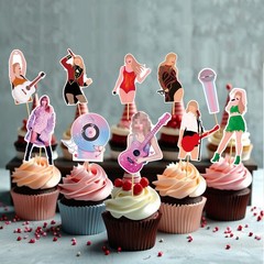 24pcs Popular Happy Cupcake Toppers, In My Era Cupcake Toppers, Super Star Pa…