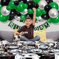 Green Black Silver Balloon Garland Arch Kit – Video Gaming Balloons Black Bal…