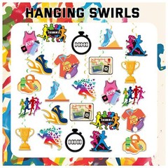 Running Hanging Swirls 24 Pack Spirals Ceiling Decor Sports Fitness Party