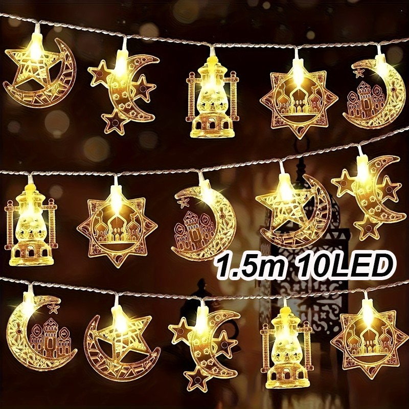 Ramadan Moon Star 10/20 LED String Fairy Lights EID Mubarak Lamp Muslim Decor UK