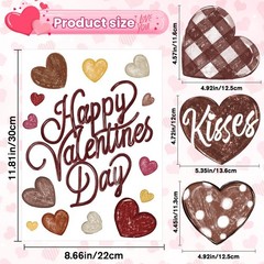 DIYDEC 6 Sheets Brown Valentines Window Clings Love Heart