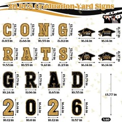 20 PCS Graduation Yard Signs – Black Gold Congrats Grad Lawn Stakes, Class of 20