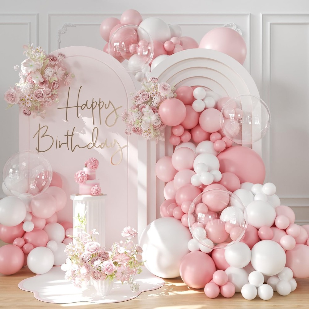 Pink Balloon Arch Kit 132Pcs Pink and White Balloon Arch Garland Kit Include …
