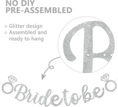 Glitter Silver Bride to Be Banner,Pre-Strung Bridal Shower Sign Garland,Bachelor