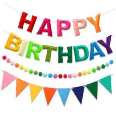 Pre-Strung Happy Birthday Banner & Felt Garland Set – Birthday Colorful
