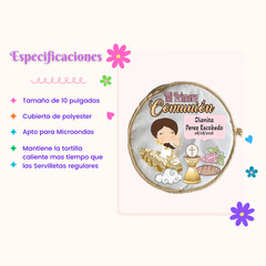 Recuerdo para Bautizo de Niña,Tortillero personalizado/Tortilla warmer