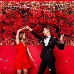 Happy Valentine’s Day Banner Backdrop – 73 x 43 Inch Large Size Red Rose