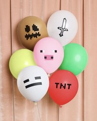 Mining Pixel 25 Piece Balloon Set Birthday Party Decorations Video Game