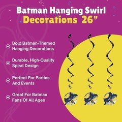 Batman Hanging Swirl Decorations Party Decor For Superhero Birthday 26 Pack