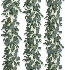 3Pcs Fake Eucalyptus Vines, 6.5FT Silk Ivy Garland, Odorless Lush Green Leaves