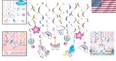Magical 21PC Unicorn Swirl Streamers – Perfect for Stylish Birthday Celebrations