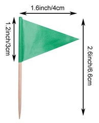 Solid Green Cupcake Toppers Flags Mini Small Plain Green Triangle Toothpick Stic
