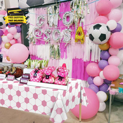 4Pcs Pink Soccer Tablecloths, Rectangular Sports Ball Party Decorations for Her