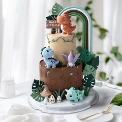 30PCS Dinosaur Cake Toppers Set for Birthday – Washable Reusable Jungle Theme…