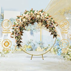 Round Backdrop Stand Circle Arch, 6.5ft Golden Metal Balloon Arch Kit for Par…