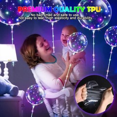 10-50PCS LED Light Up Clear BOBO Balloons 20″ String Lights Birthday Christmas