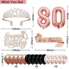 80th Birthday Decorations for Women,32PCS Party…