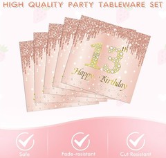 41PCS 13th Birthday Decorations Rose Gold Theme 13 Old Girl Birthday Decorat…