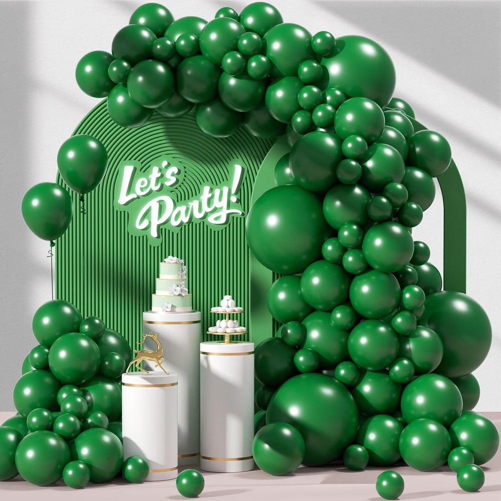 Awenztech 122pcs Dark Green Balloon Arch Kit, 18 12 10 5 inch Green Latex Bal…