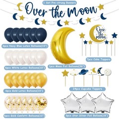 Over the Moon Baby Shower Decorations Space Party Banner Moon Star Cake Cupca…