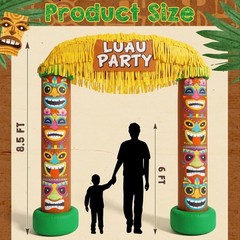 Colorful 8.5 FT Self-Inflating Tiki Decoration with LED Lights For Luau Events