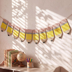 Rustic Pencil Banner Back to School Decor 6.56 Ft Burlap Banner Welcome Back to