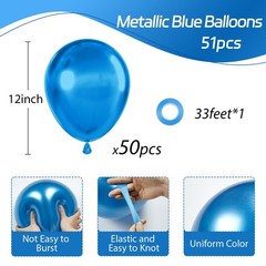Awenztech Metallic Blue Balloons 12 inch, Chrome Blue Latex Balloons 50pcs Pa…