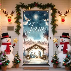 Christmas Door Banner 71 x 35 Inch Jesus Nativity Scene Design Religious Holi…