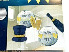 New Year’s Decor Black Silver & Gold Hanging Decorations Party Supplies
