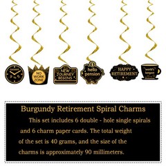 21Pcs Happy Retirement Party Decorations for Men Women,Black Gold Black