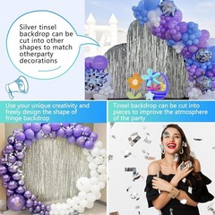 2 Pack Silver Tinsel Foil Curtain Backdrop Party Decorations Photo Booth Props