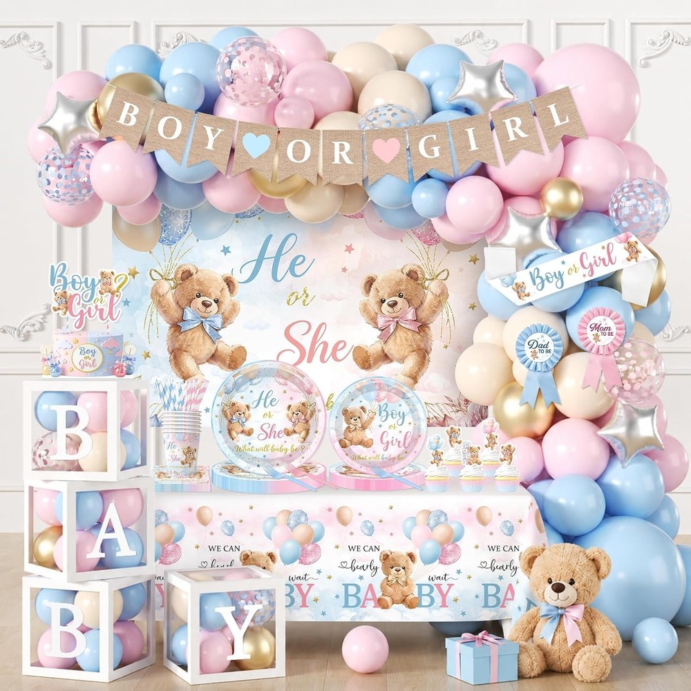 Teddy Bear Gender Reveal Party Decorations Set NEW