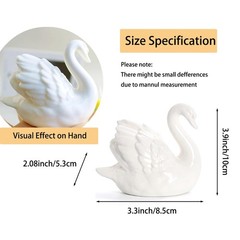 2PCS White Swan Figurines Cake Toppers, Elegant Ceramic Swan Couple Statues f…