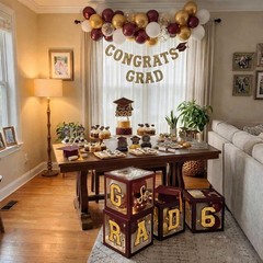Graduation Decorations Class of 2026 Maroon and Gold Balloon Boxes for High S…