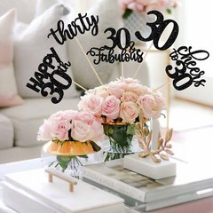 15-Pack Black 30th Birthday Centerpiece Sticks Cheers to 30 Years Table Toppers