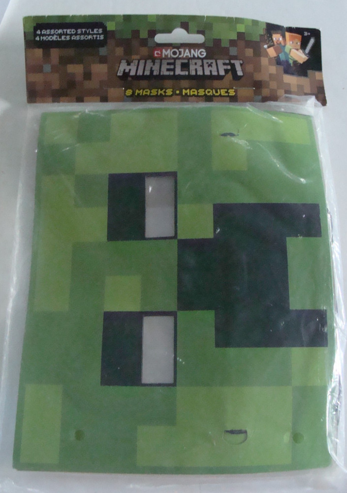 NEW SEALED Green Minecraft Paper Party Masks, 8ct – 4 Styles