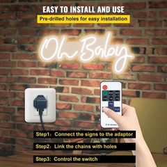 Neon Sign with Remote and Dimmable Switch, 23.5×12 Inches, Warm White